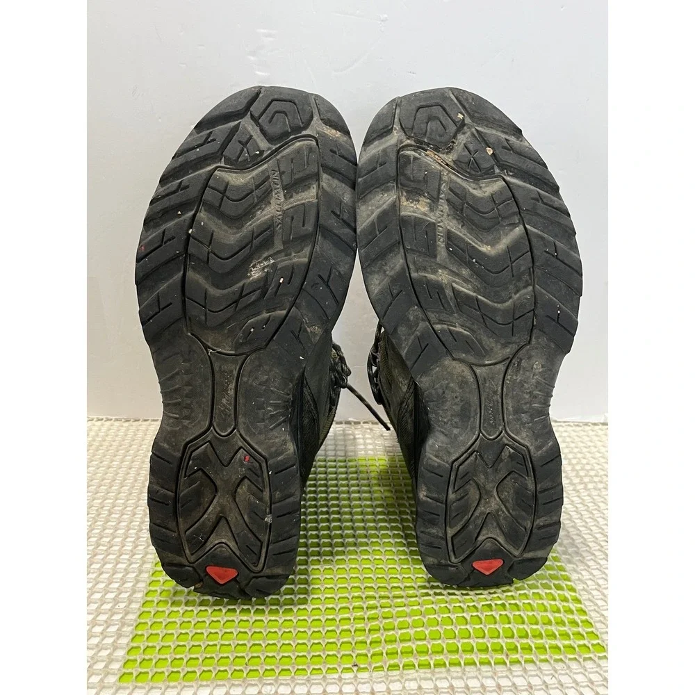 Salomon Quest 4D GTX Hiking Boots M's 10 Olive Green 2 hook missing stain tear